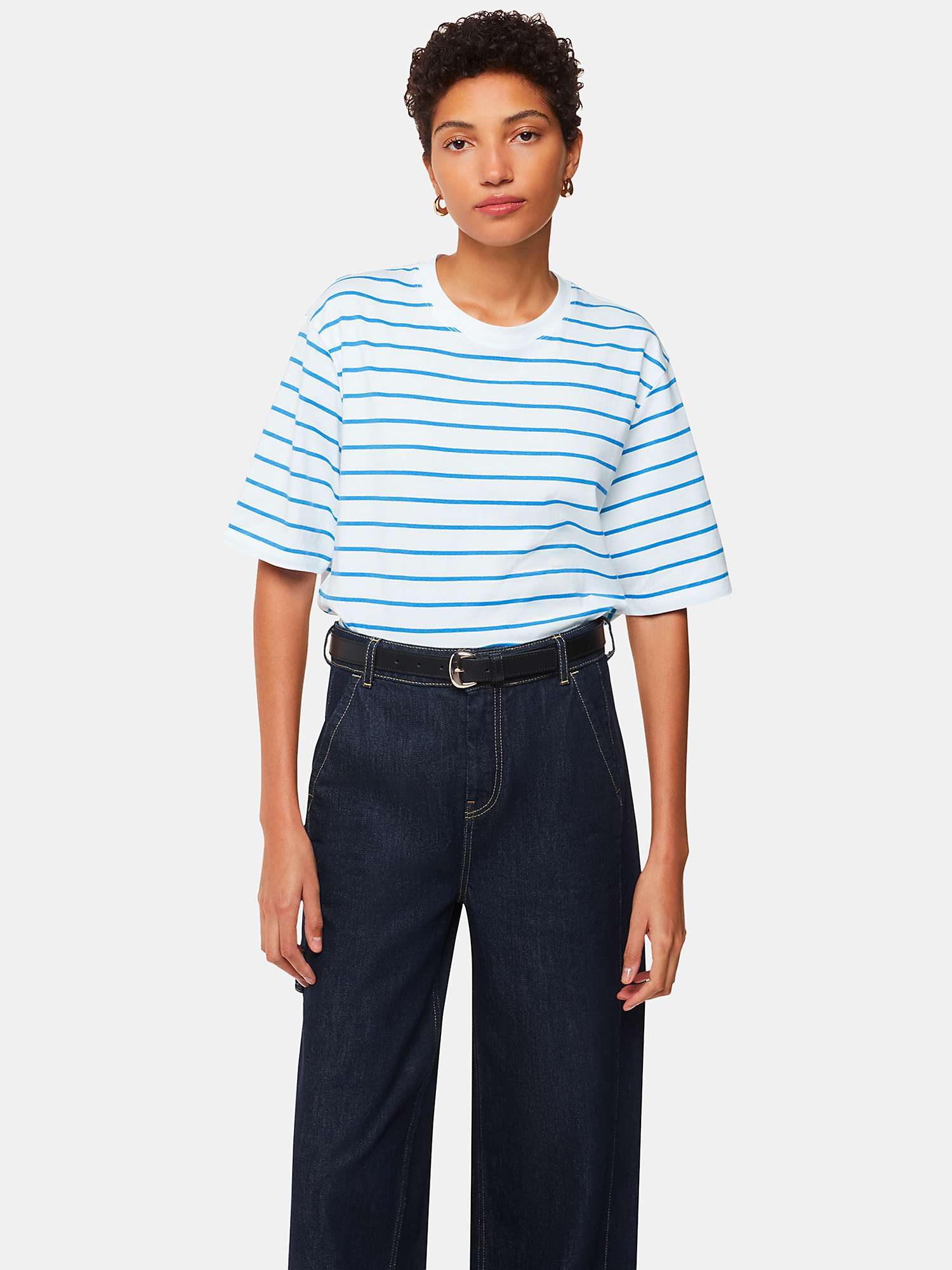 Buy Whistles Striped Half Sleeve T-Shirt, Blue/White Online at johnlewis.com