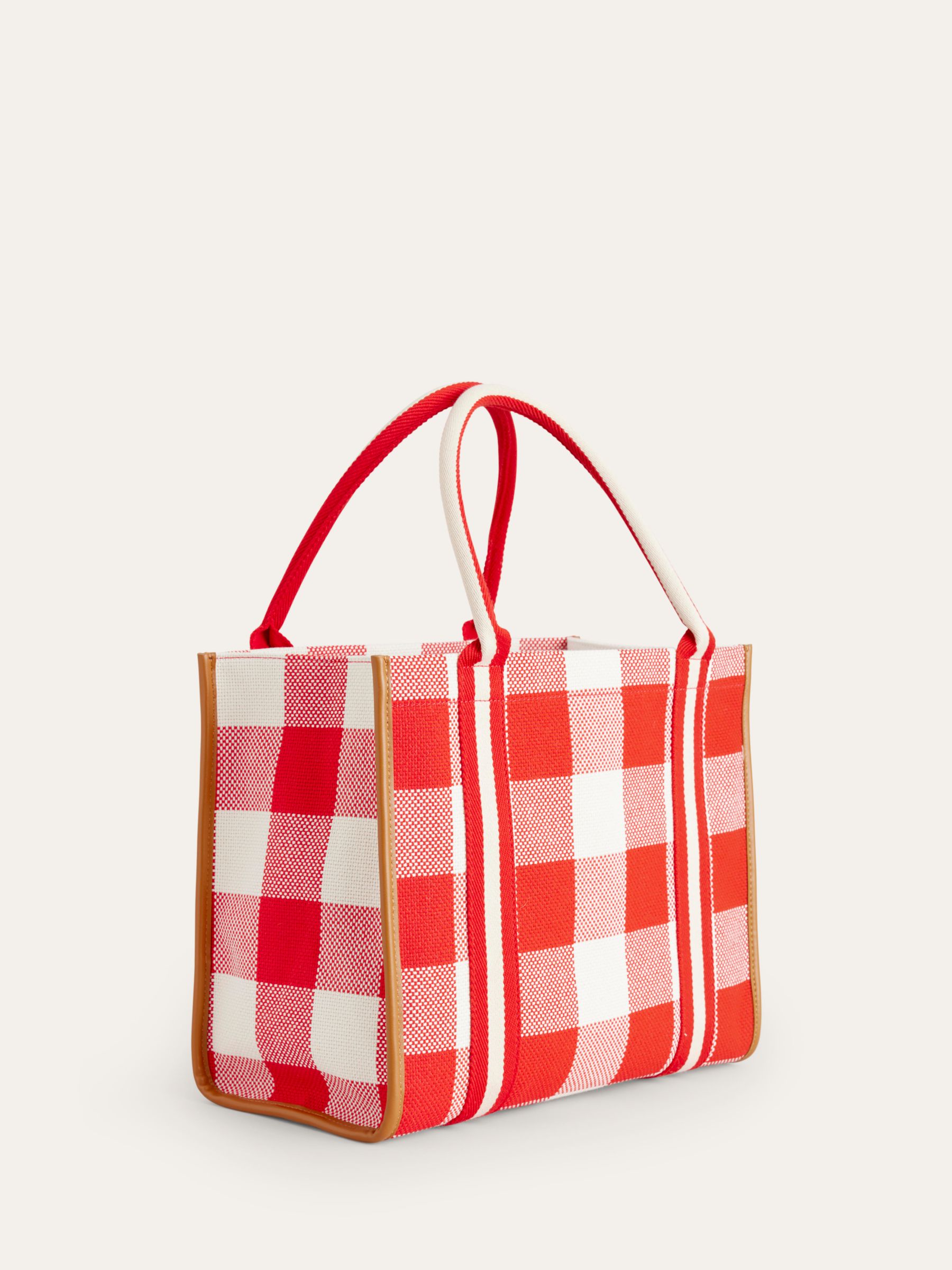 Boden Tilda Check Tote Bag, Red/Multi, One Size