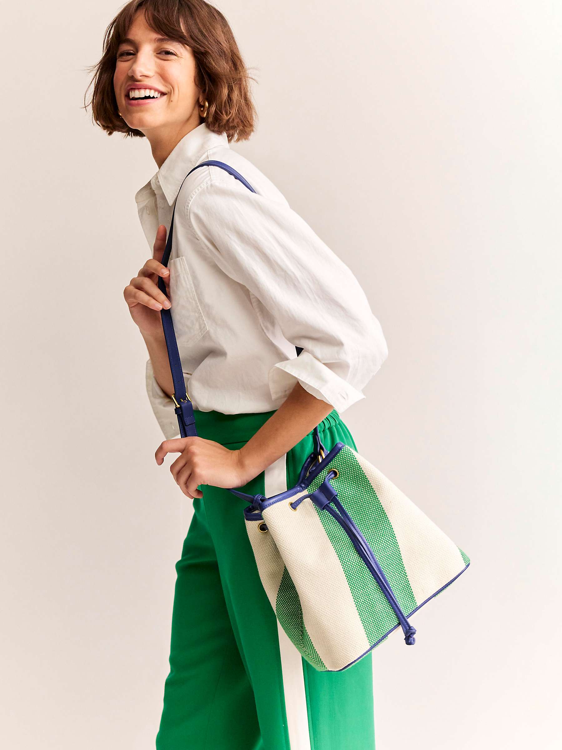 Buy Boden Stripe Bucket Bag, Green Online at johnlewis.com