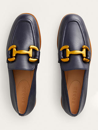 Boden Iris Leather Snaffle Trim Loafers, Navy