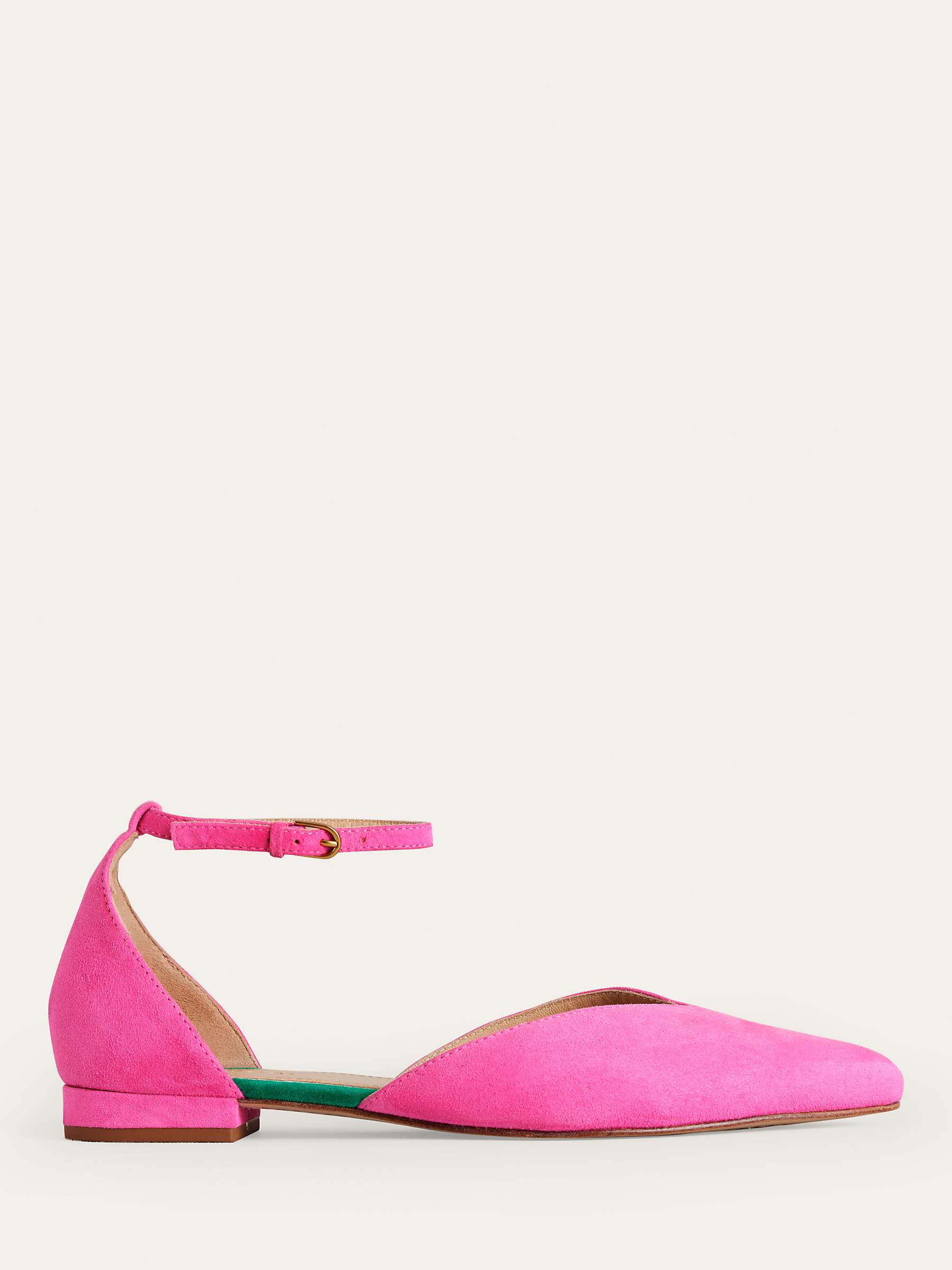 Buy Boden Suede Ankle Strap Pointed Flats, Festival Pink Online at johnlewis.com
