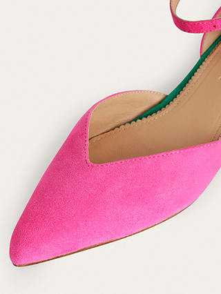 Boden Suede Ankle Strap Pointed Flats, Festival Pink