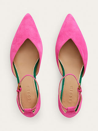 Boden Suede Ankle Strap Pointed Flats, Festival Pink
