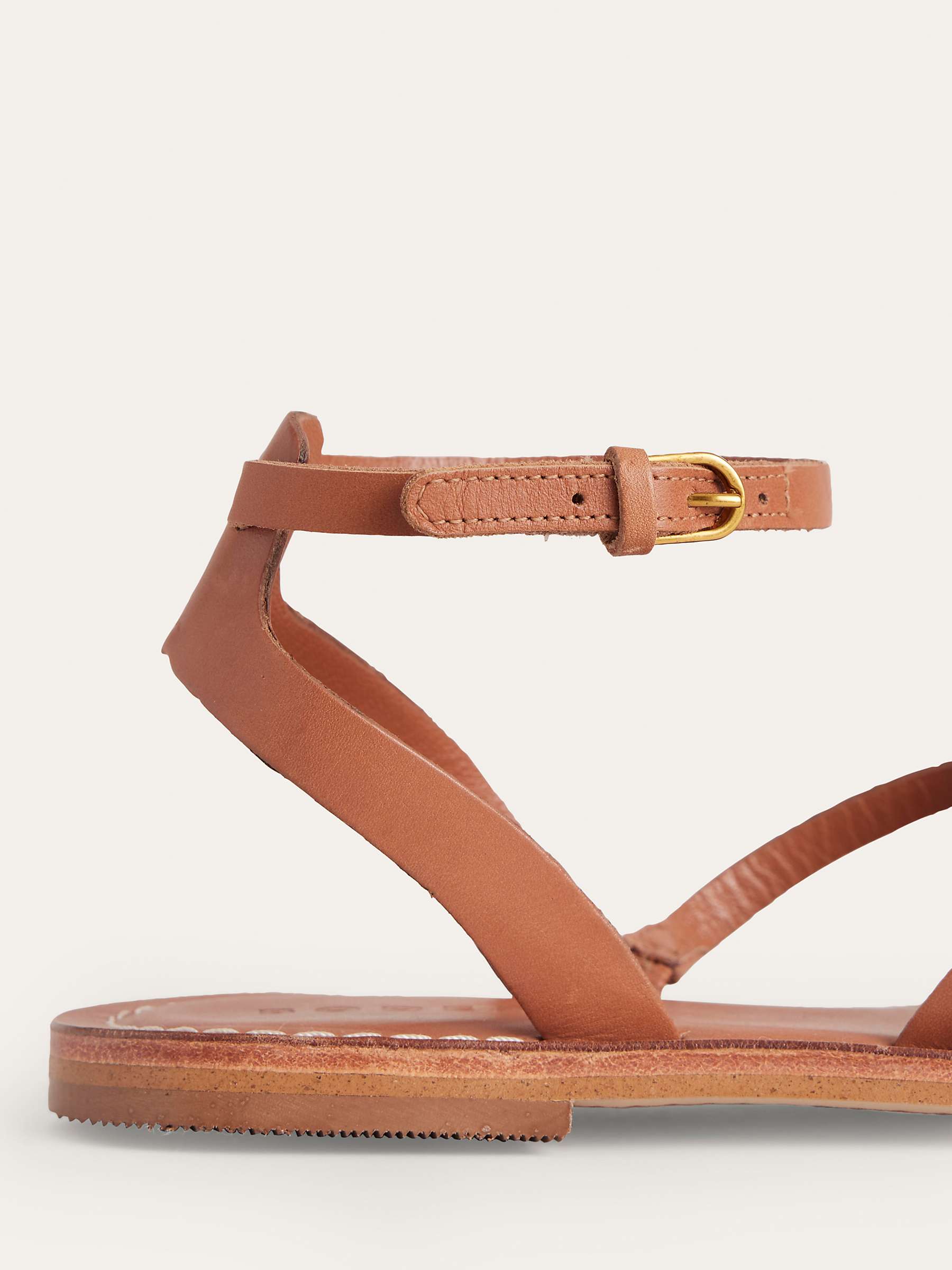 Buy Boden Everyday Strappy Leather Flat Sandals, Tan Online at johnlewis.com