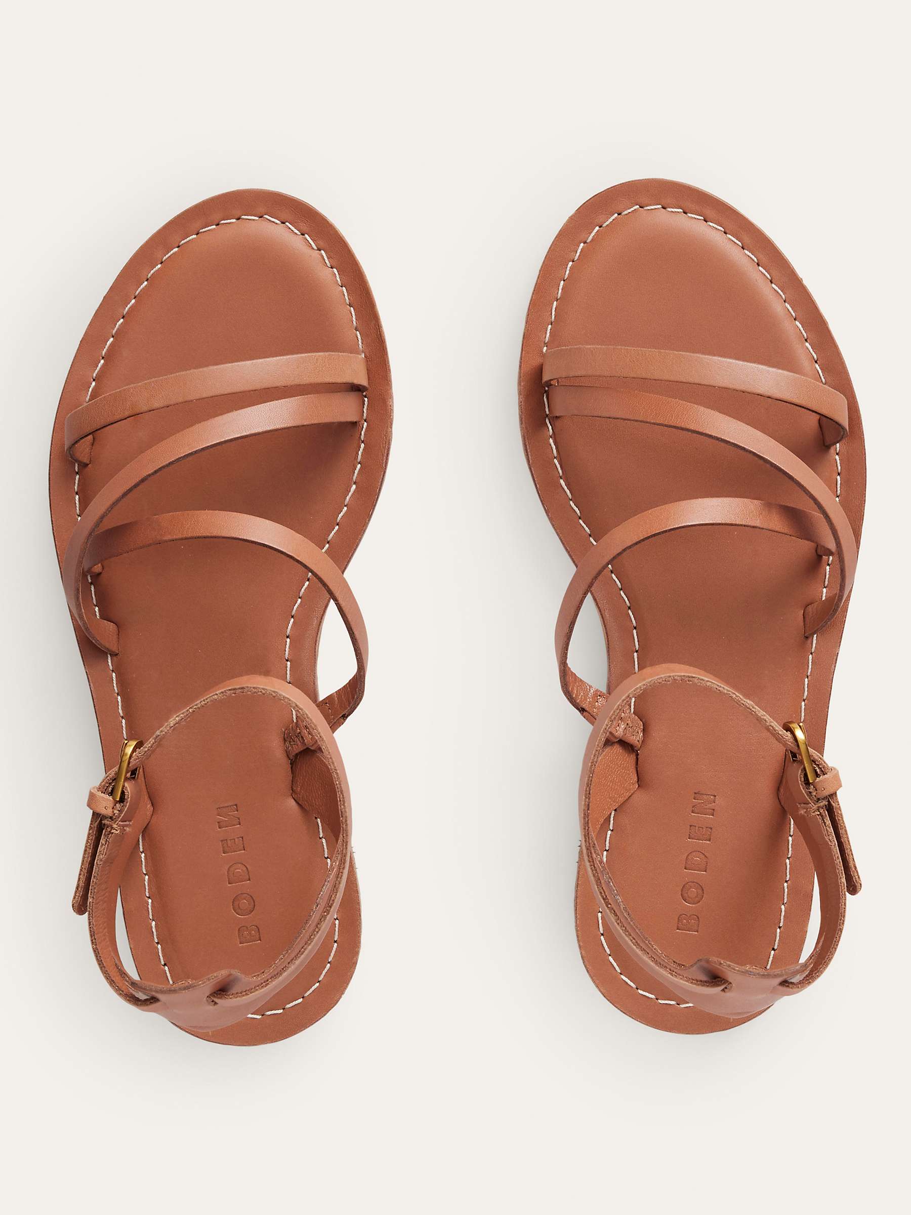Buy Boden Everyday Strappy Leather Flat Sandals, Tan Online at johnlewis.com