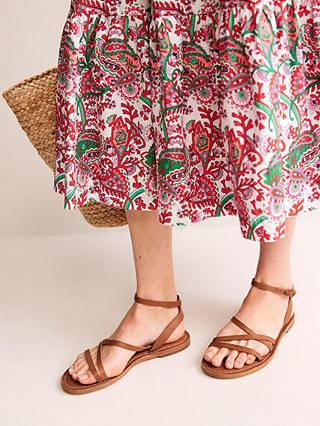 Boden Everyday Strappy Leather Flat Sandals, Tan