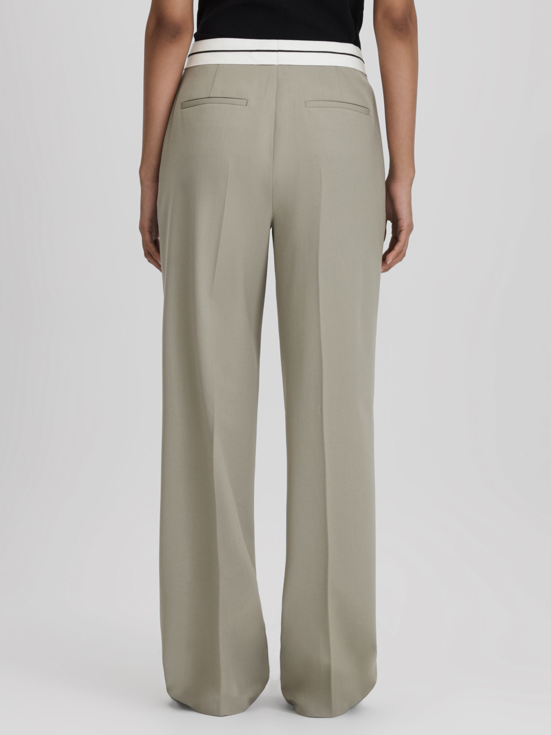 Buy Reiss Whitley Wool Blend Wide Leg Trousers, Green Online at johnlewis.com