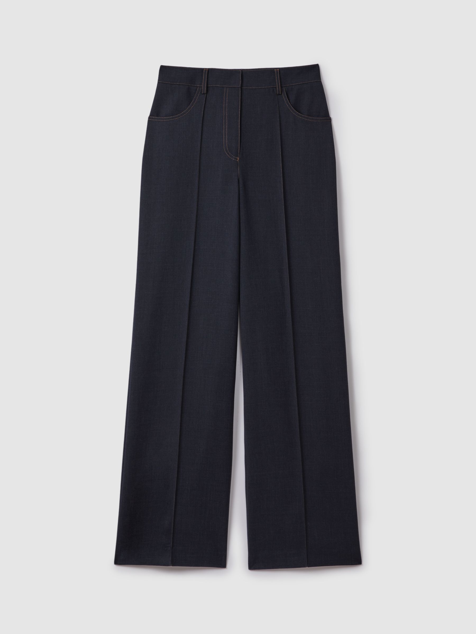 Buy Reiss Raven Wool Blend Denim Look Tailored Trousers, Navy Online at johnlewis.com