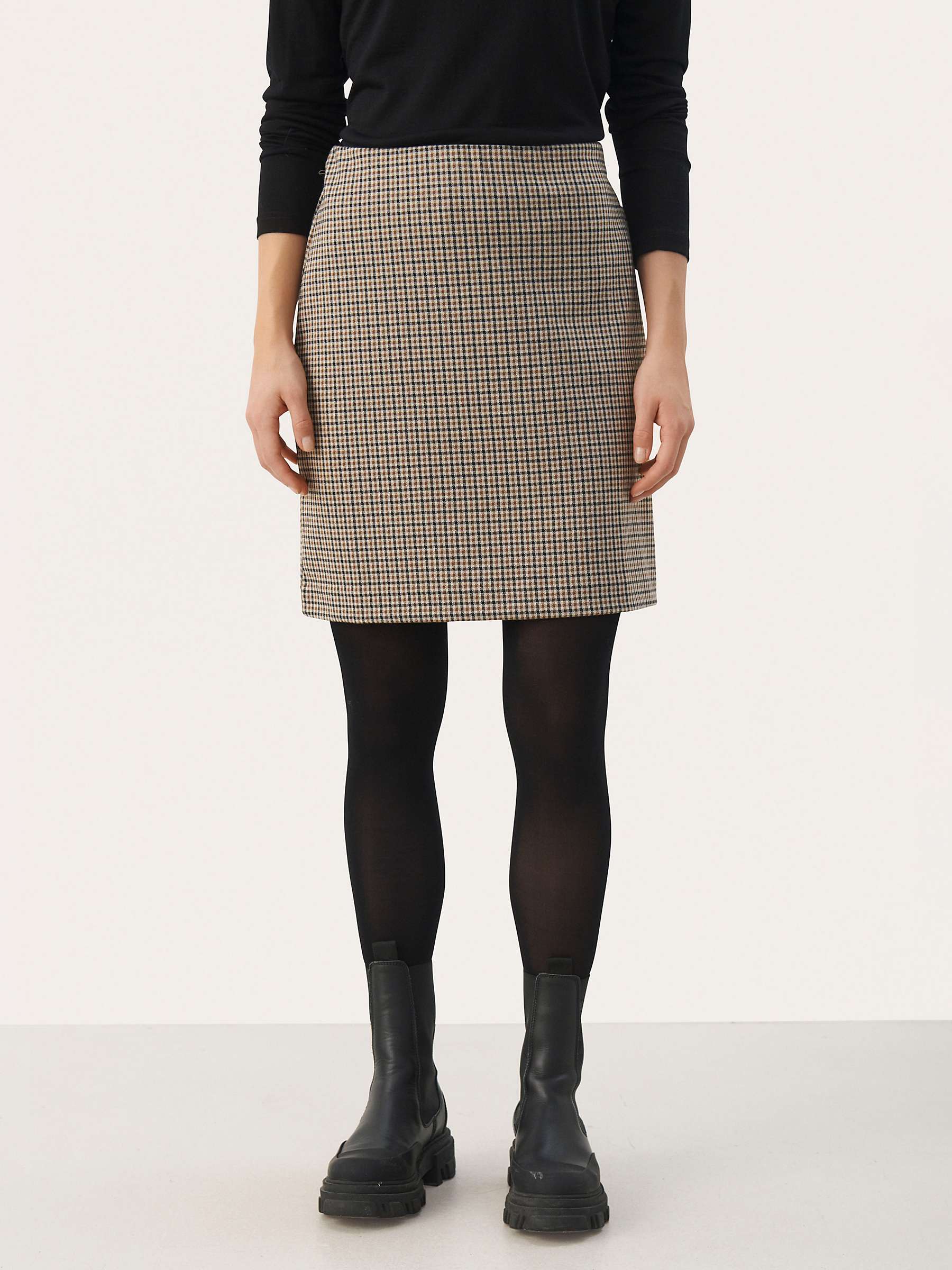 Buy Part Two Corinne Mini Skirt, Toasted Coco Check Online at johnlewis.com