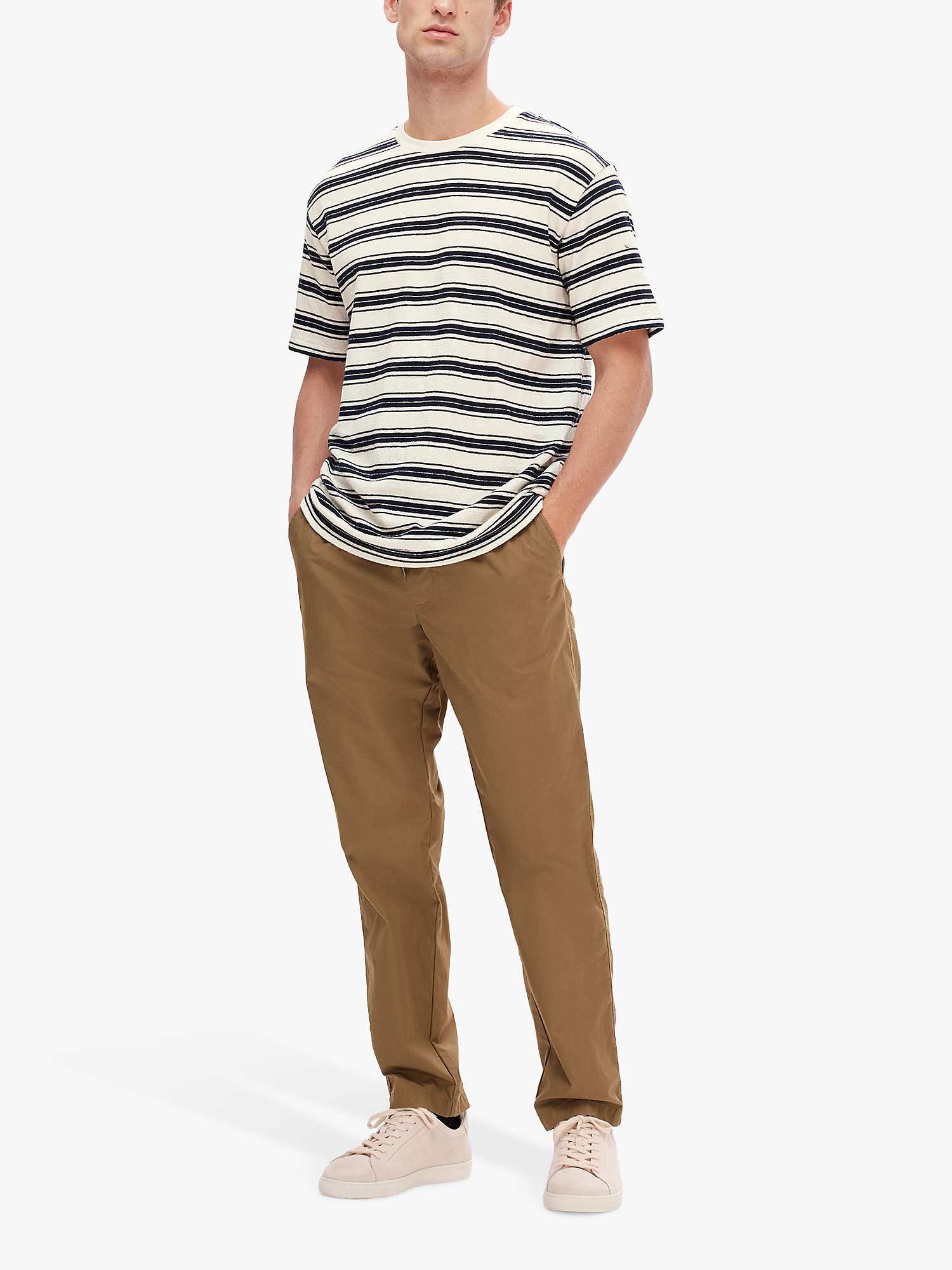 Buy SELECTED HOMME Relaxed Crew T-Shirt, Blue/White Online at johnlewis.com