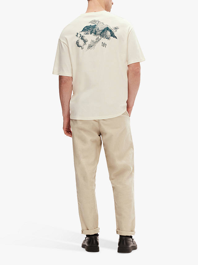 SELECTED HOMME Loose Printed T-Shirt, White
