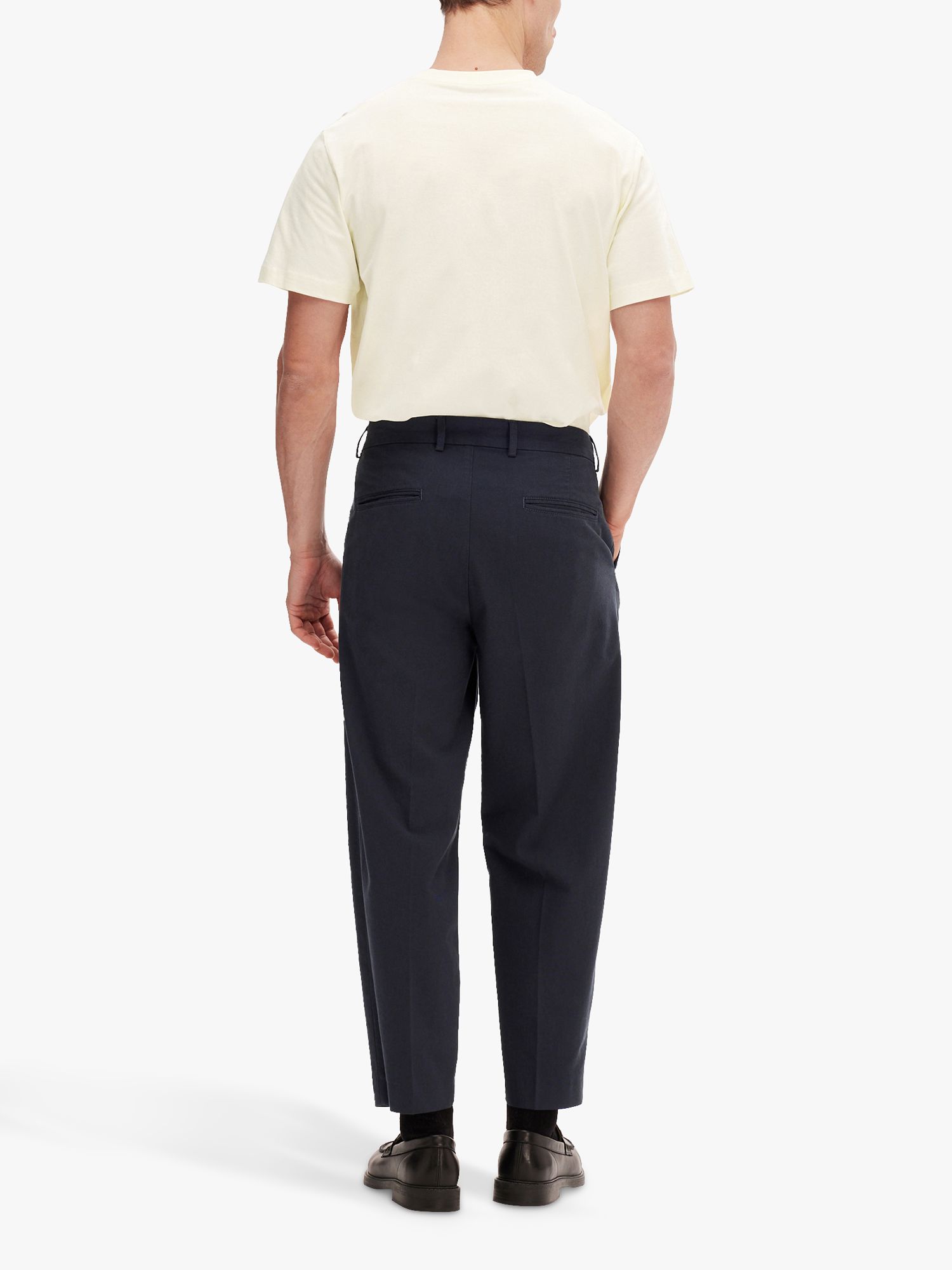 Buy SELECTED HOMME Relaxed Thigh Tapered Trousers, Navy Online at johnlewis.com