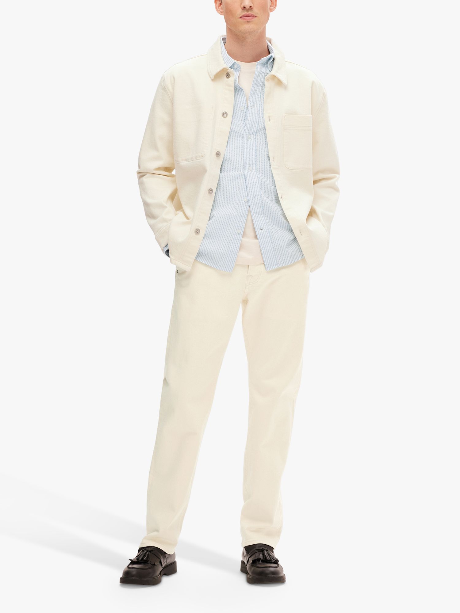 Buy SELECTED HOMME Straight Fit Chinos, Egret Online at johnlewis.com