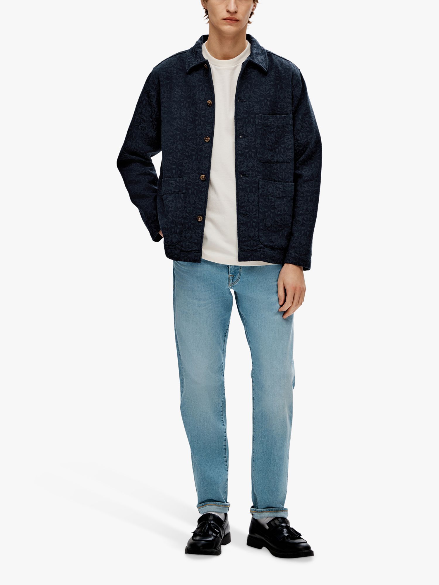 Buy SELECTED HOMME Jason Overshirt, Navy Online at johnlewis.com
