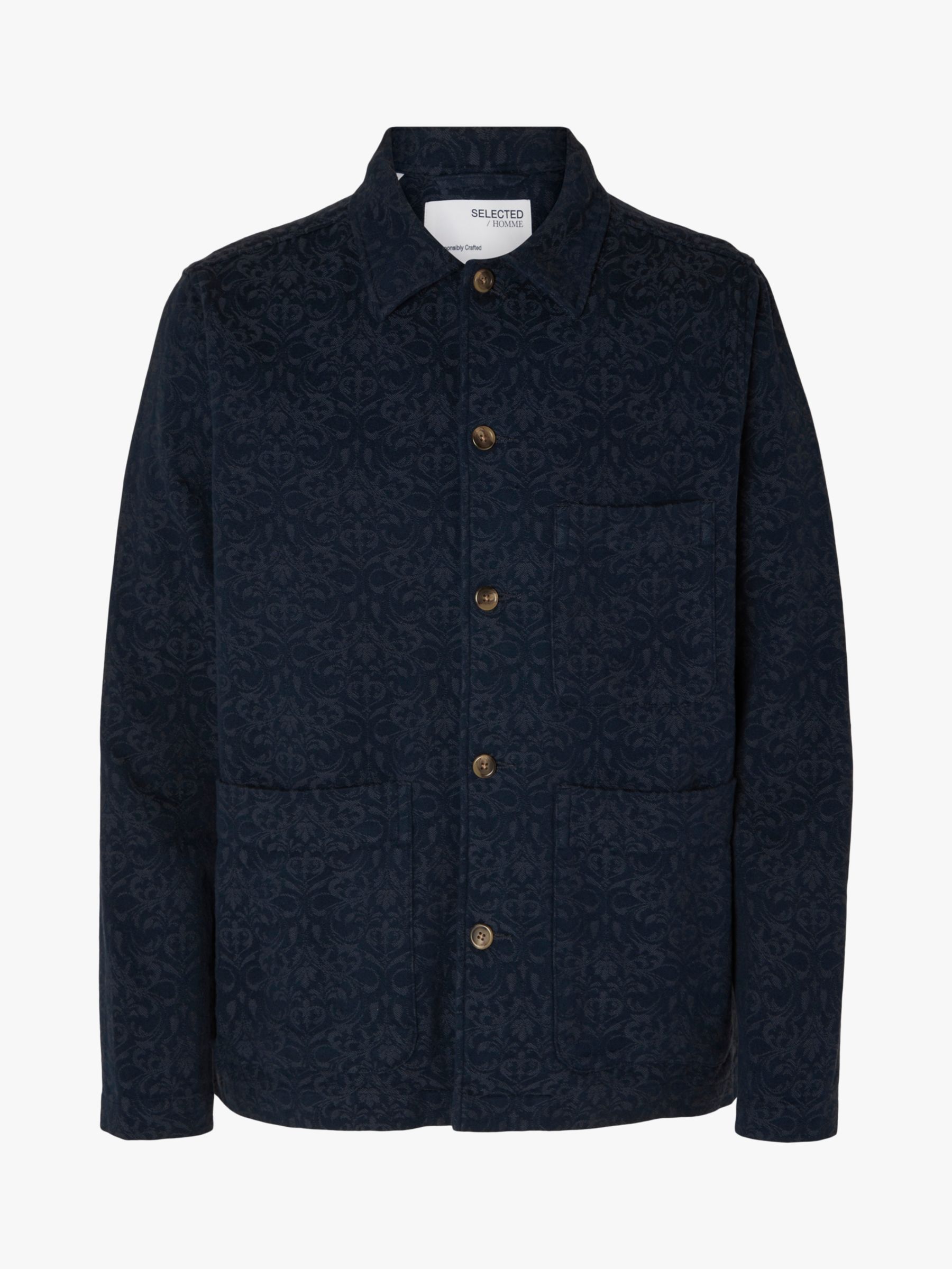 Buy SELECTED HOMME Jason Overshirt, Navy Online at johnlewis.com