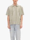 SELECTED HOMME Knitted Boxy Short Sleeve Shirt, Green/Multi