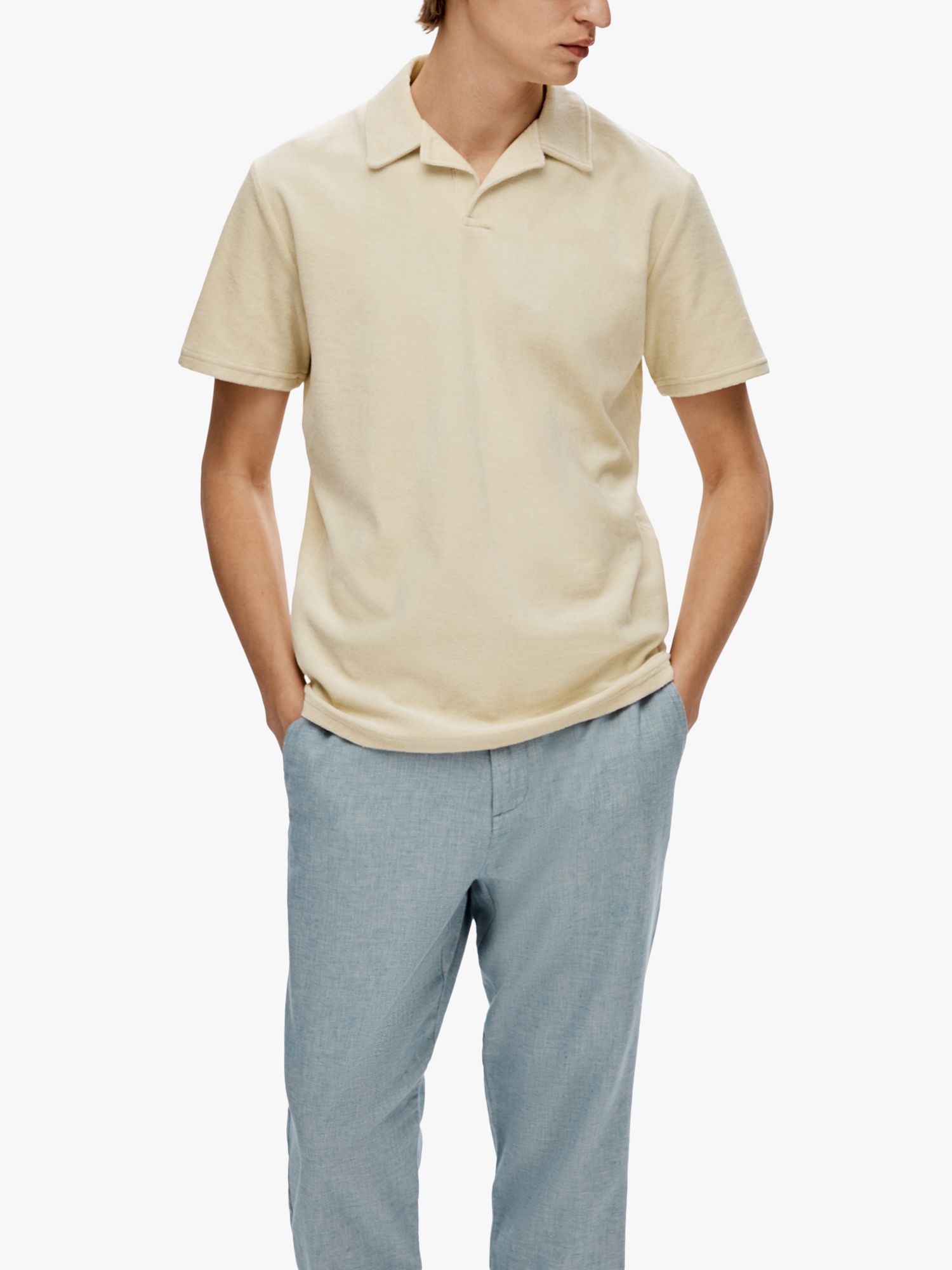 SELECTED HOMME Regular Fit Short Sleeve Polo Shirt, Fog, S