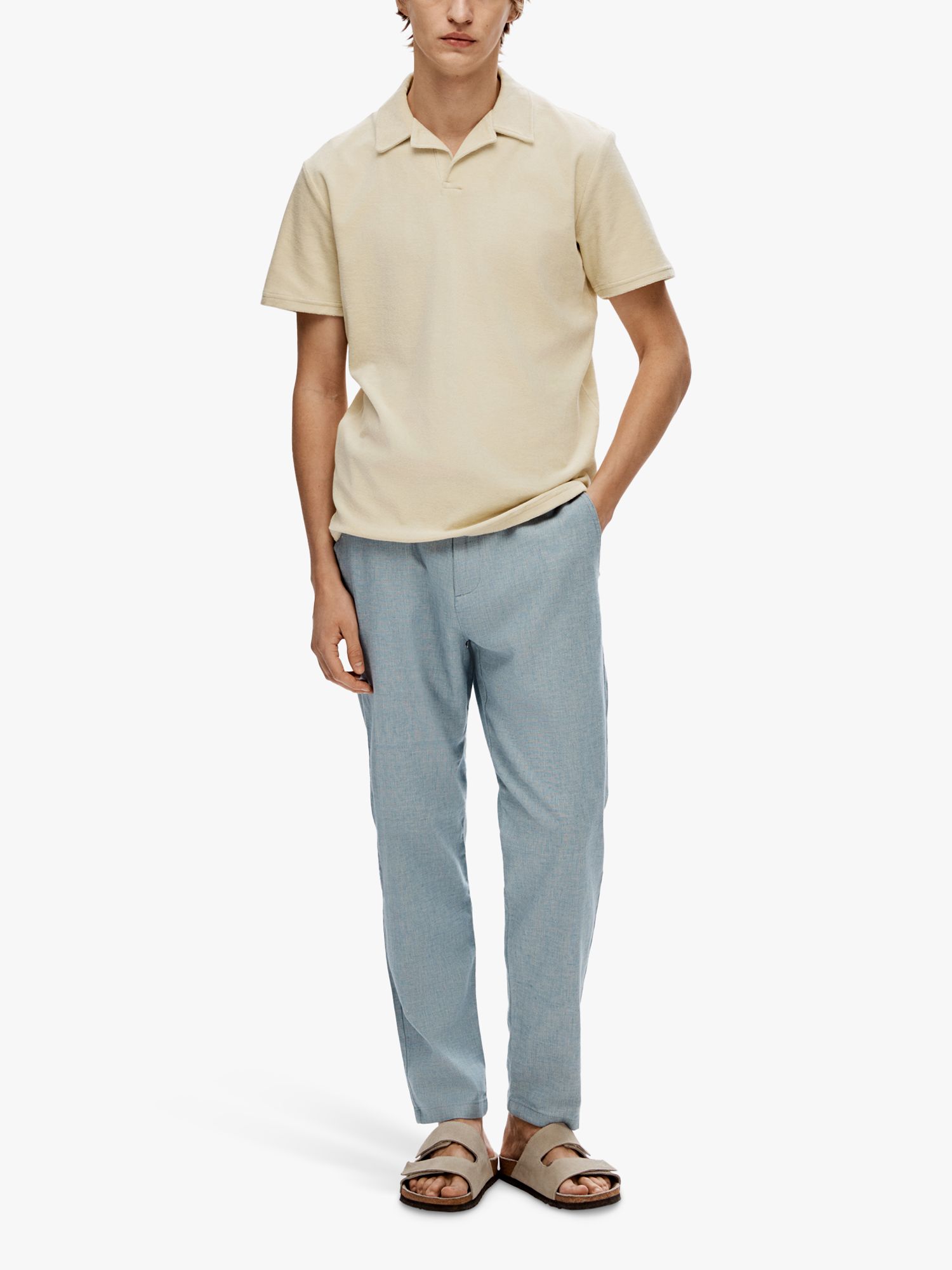 SELECTED HOMME Regular Fit Short Sleeve Polo Shirt, Fog, S