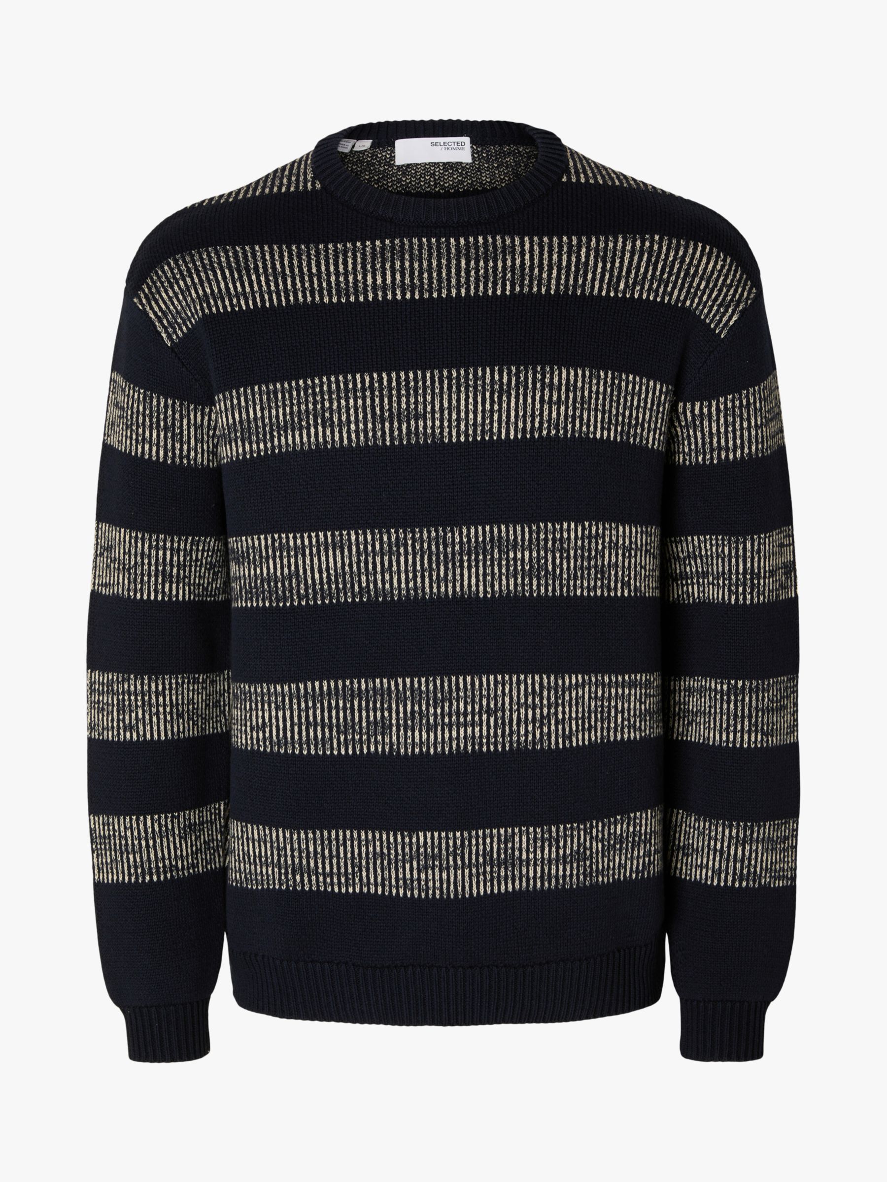 Buy SELECTED HOMME Knitted Pullover Jumper, Black/Multi Online at johnlewis.com