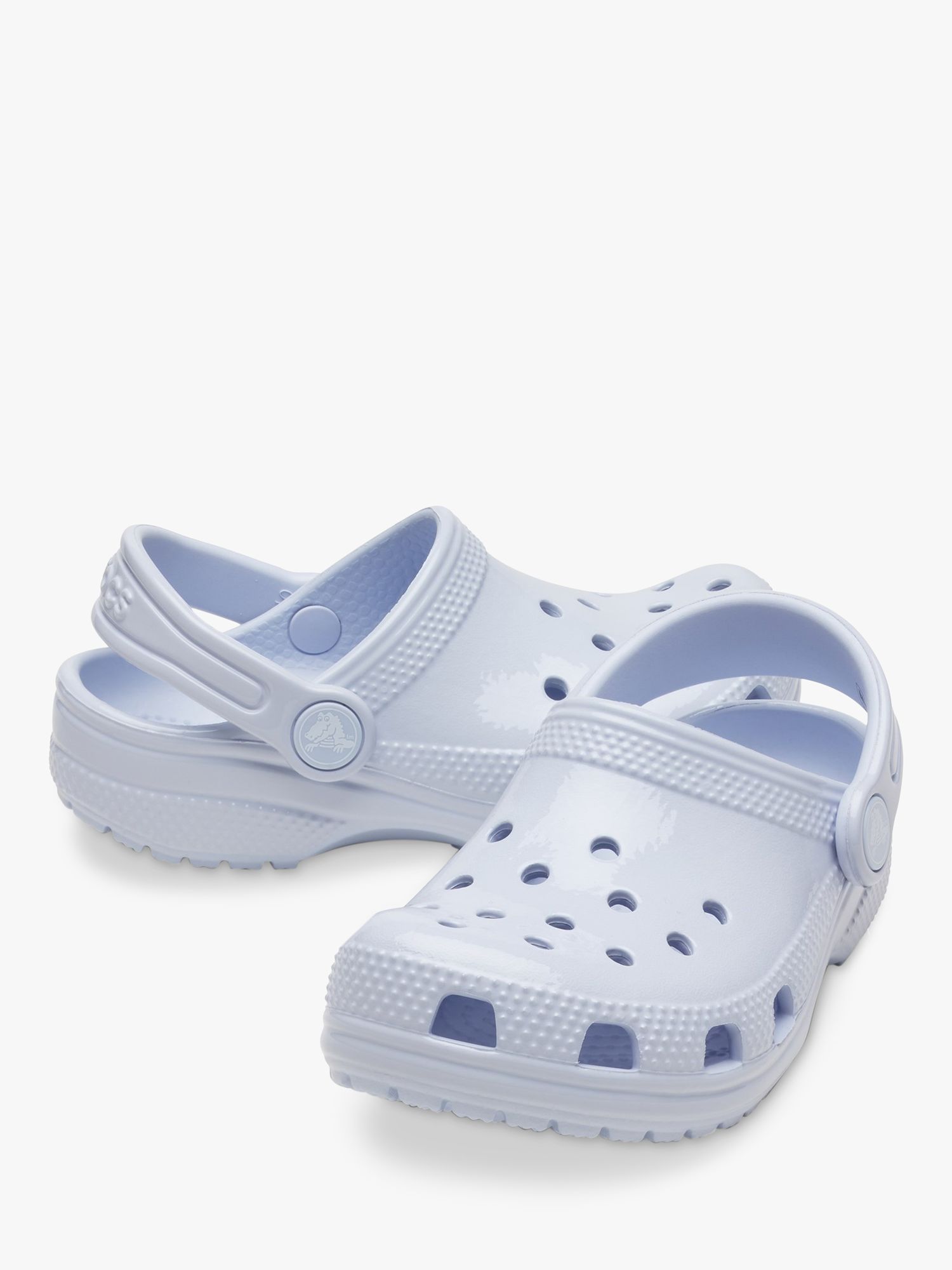 Crocs Kids' Classic Glossy Clogs, Pale Blue, 2