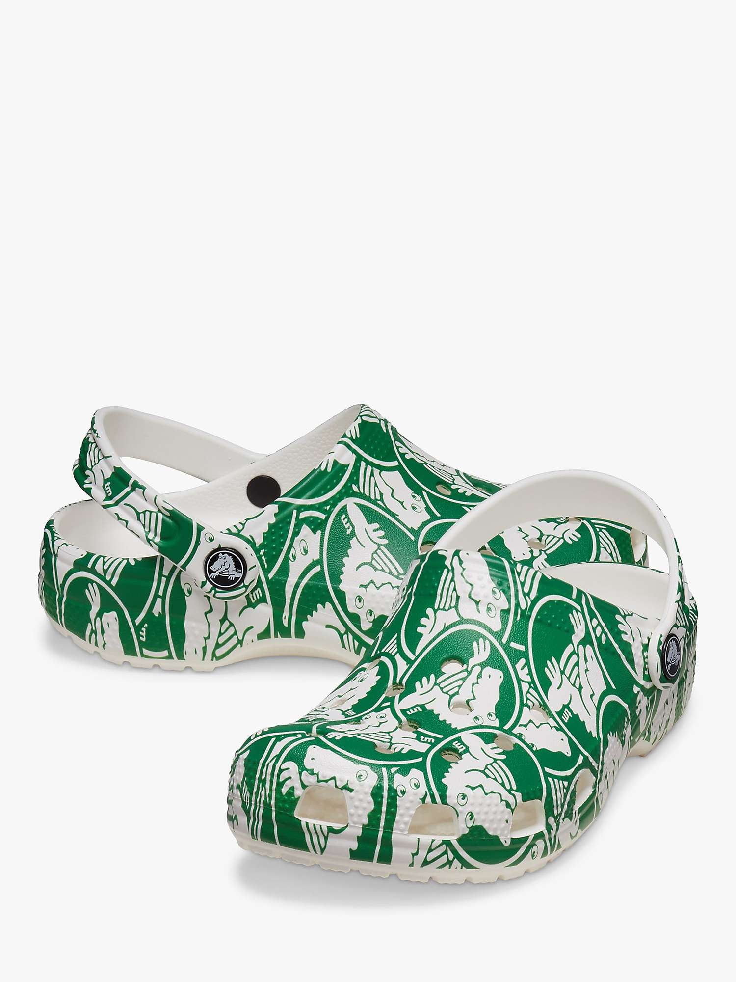 Buy Crocs Kids' Classic Graphic Clogs, Green/White Online at johnlewis.com