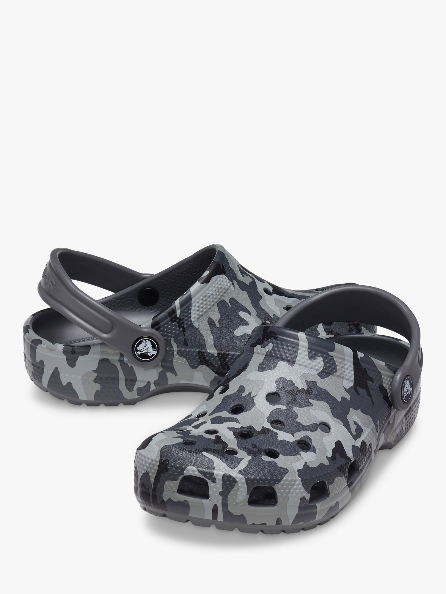 Crocs Kids' Classic Camouflage Print Clogs, Black/Grey, 13 Jnr