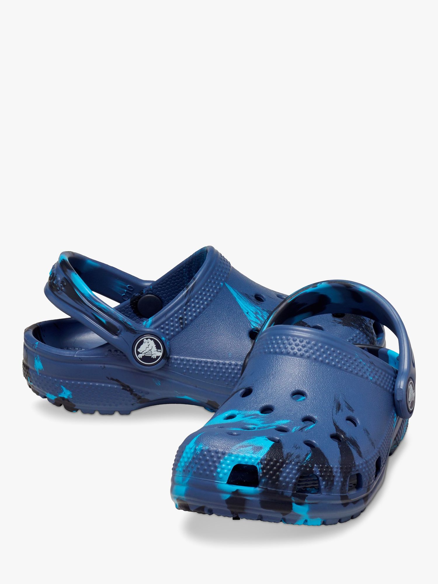 Buy Crocs Kids' Classic Marbled Clogs, Navy Online at johnlewis.com