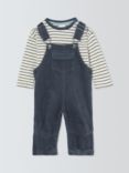 John Lewis Baby Striped Long Sleeve Top and Dunagrees, Navy