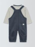 John Lewis Baby Striped Long Sleeve Top and Dunagrees, Navy