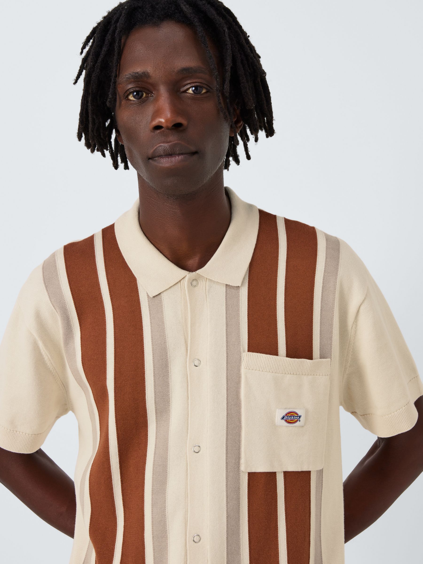 Dickies Fieldale Colour Block Stripe Polo Shirt, Whitecap Gray/Multi, L