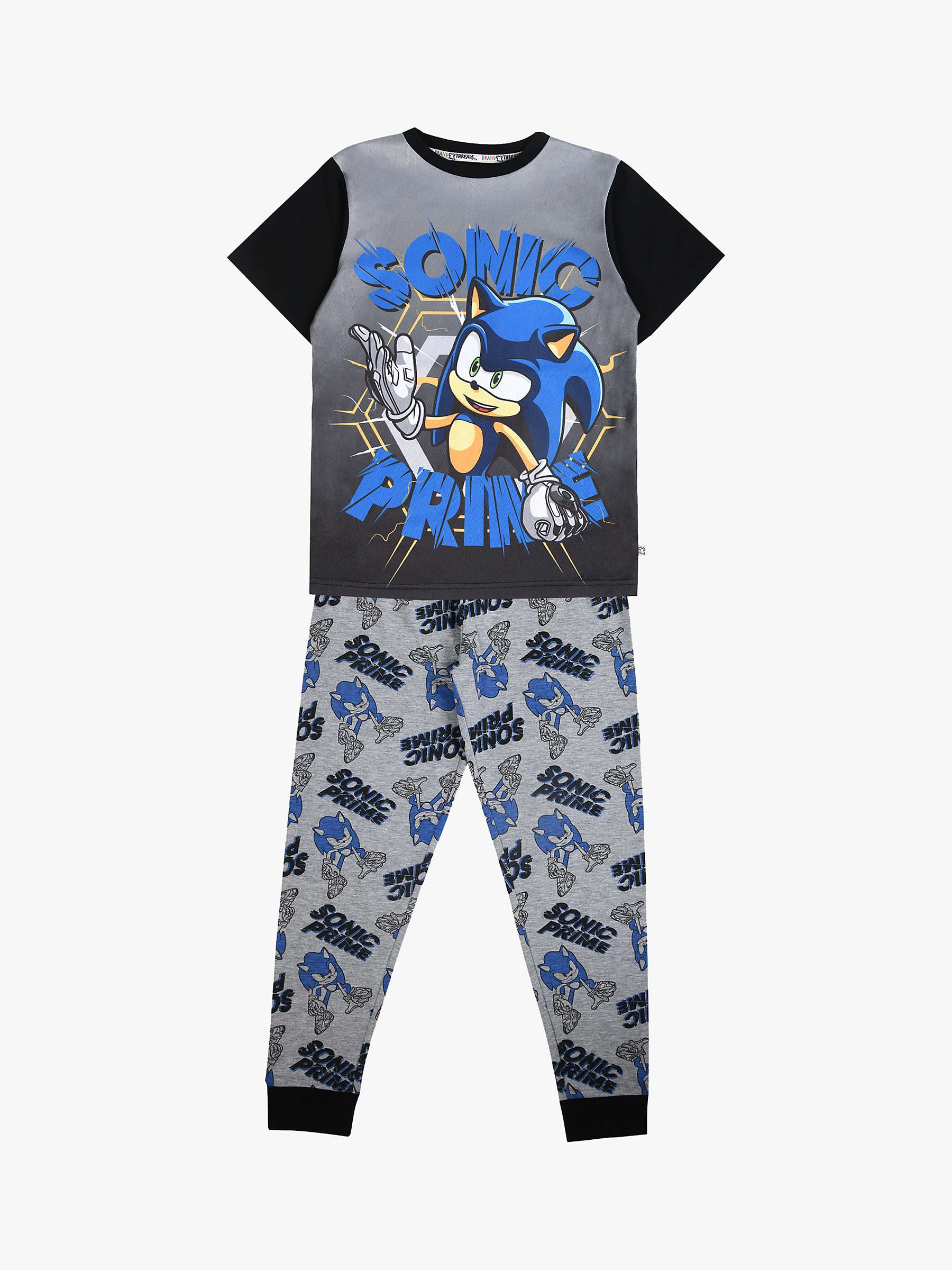 Buy Brand Threads Kids' Sonic Pyjama Set, Grey/Blue Online at johnlewis.com