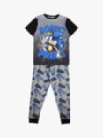 Brand Threads Kids' Sonic Pyjama Set, Grey/Blue