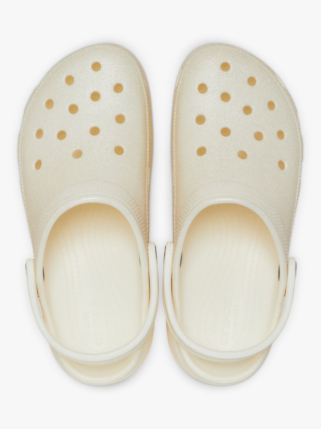 Crocs Classic Platform Glitter Clogs, White, 4