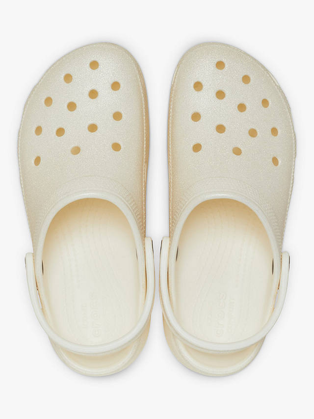 Crocs Classic Platform Glitter Clogs, White
