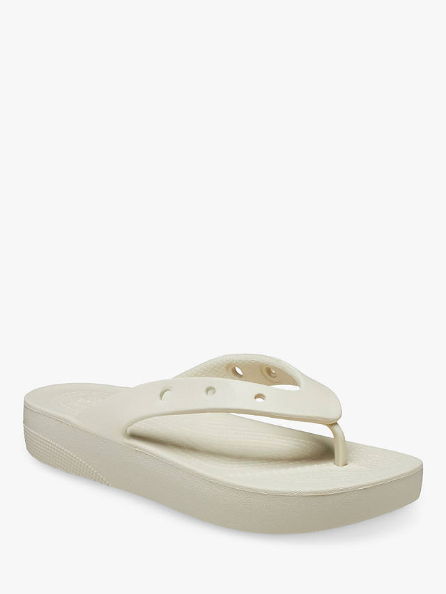 Crocs Classic Platform Flip-Flops, Off White at John Lewis & Partners