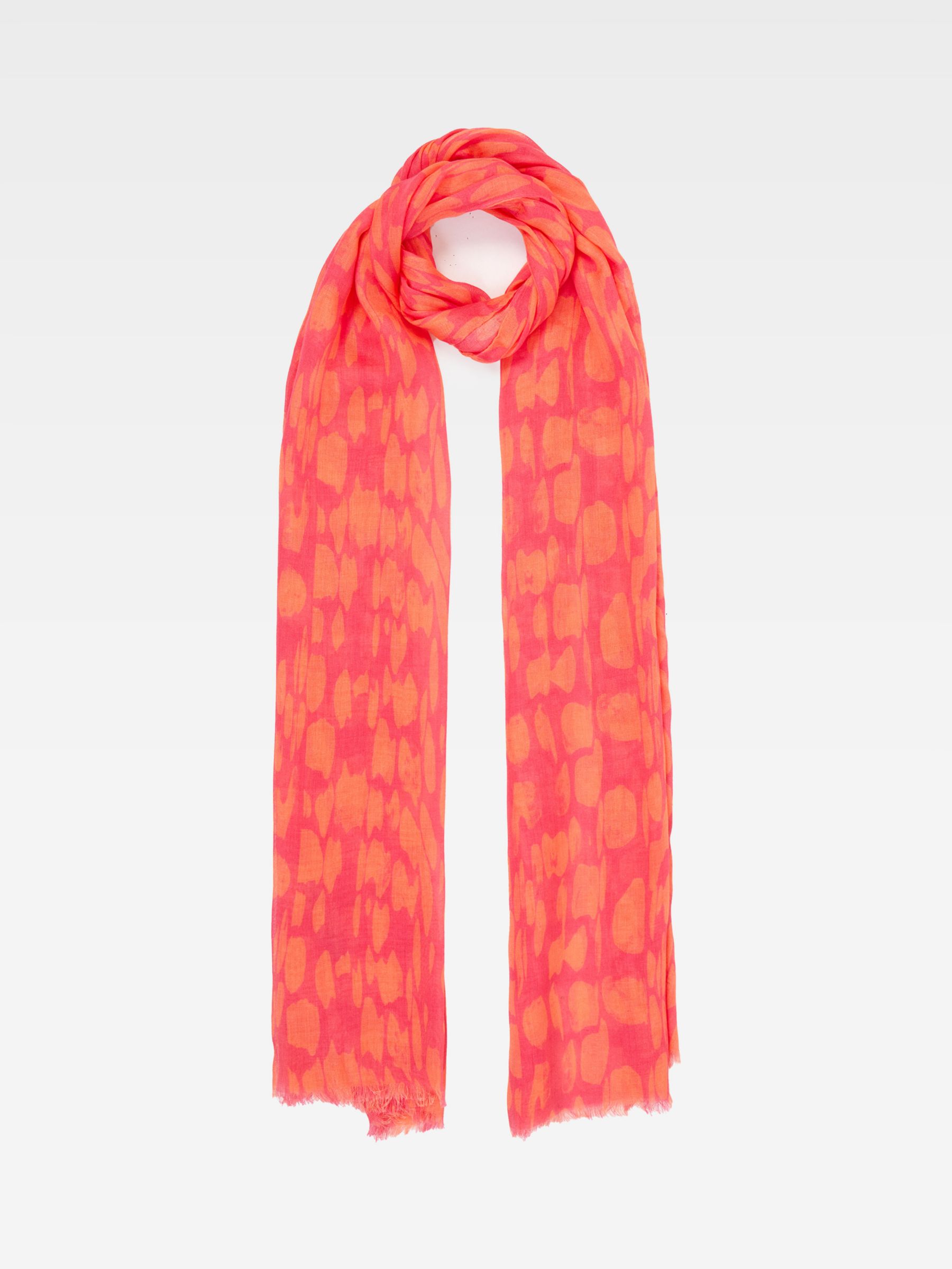 French Connection Splodge Print Modal Scarf, Azalea/Coral, One Size