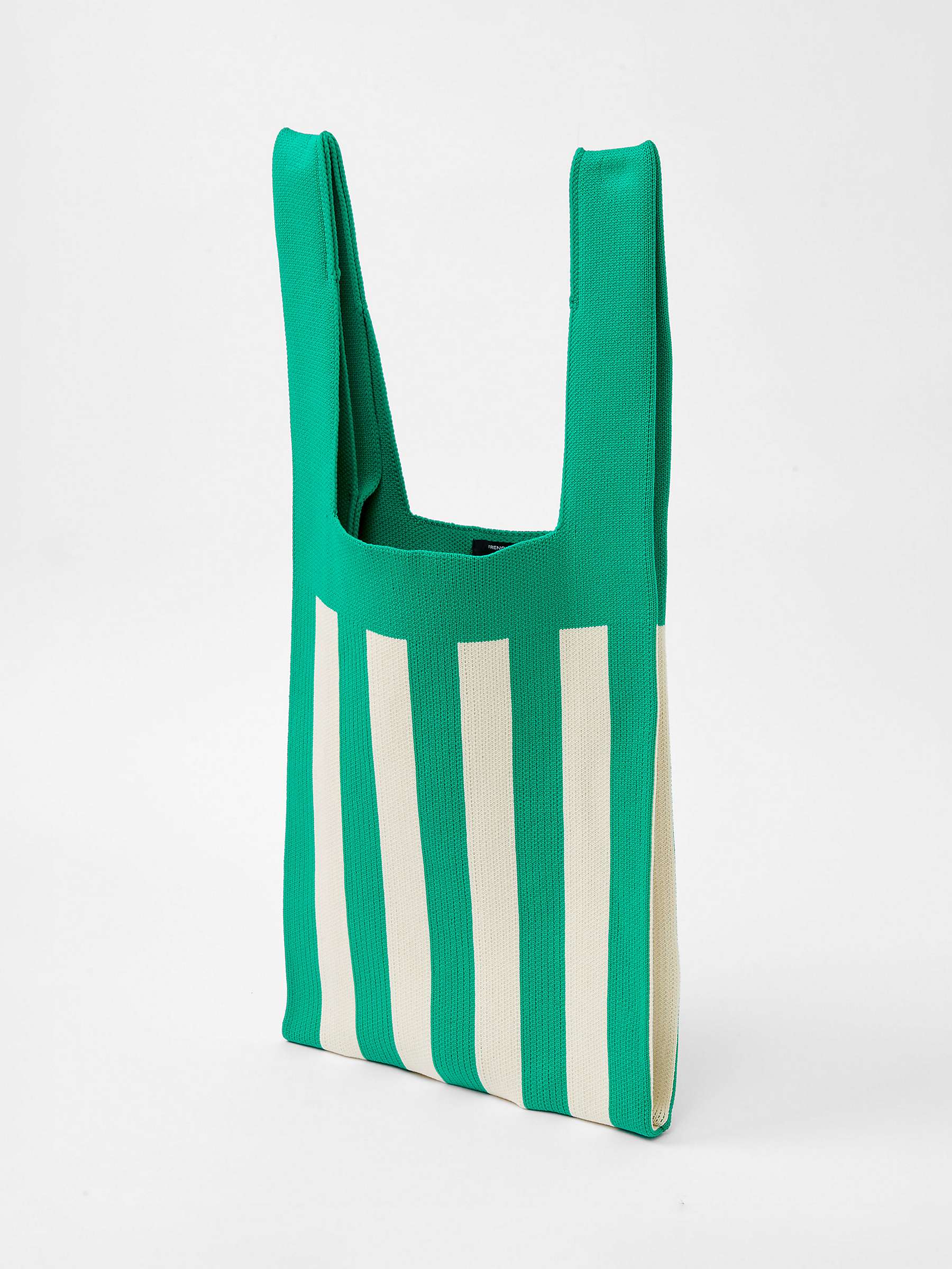 Buy French Connection Stripe Knitted Bag, Green Stripe Online at johnlewis.com