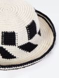 French Connection Monochrome Crochet Hat, Ecru/Black