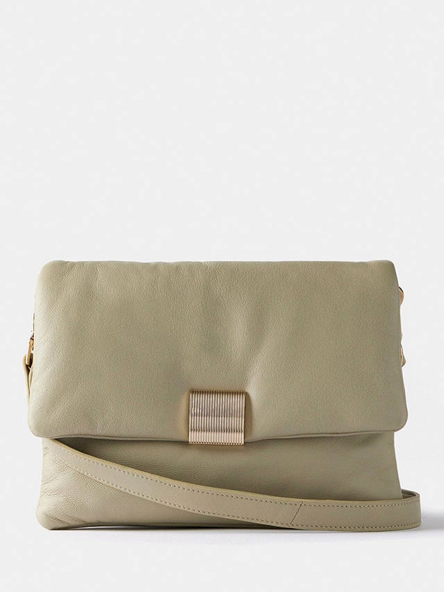 Mint Velvet Soft Leather Cross Body Bag, Sage Green