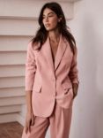 Mint Velvet Oversized Single Breasted Tailored Blazer, Pink, Pink
