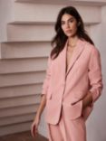 Mint Velvet Oversized Single Breasted Tailored Blazer, Pink, Pink