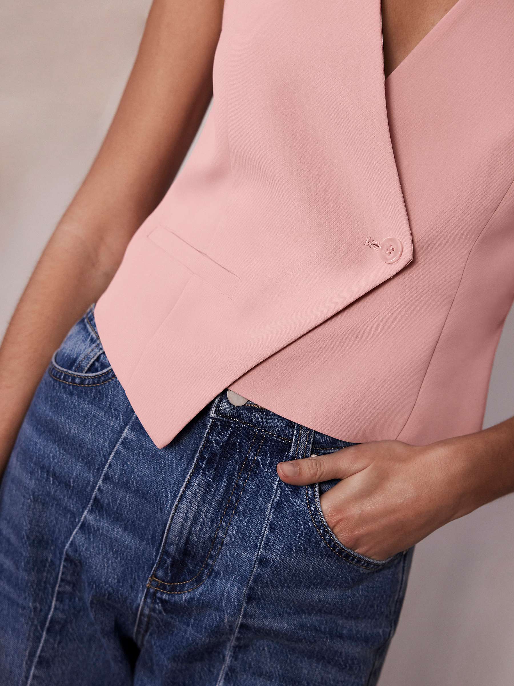 Buy Mint Velvet Asymmetric Tailored Waistcoat, Pink Online at johnlewis.com