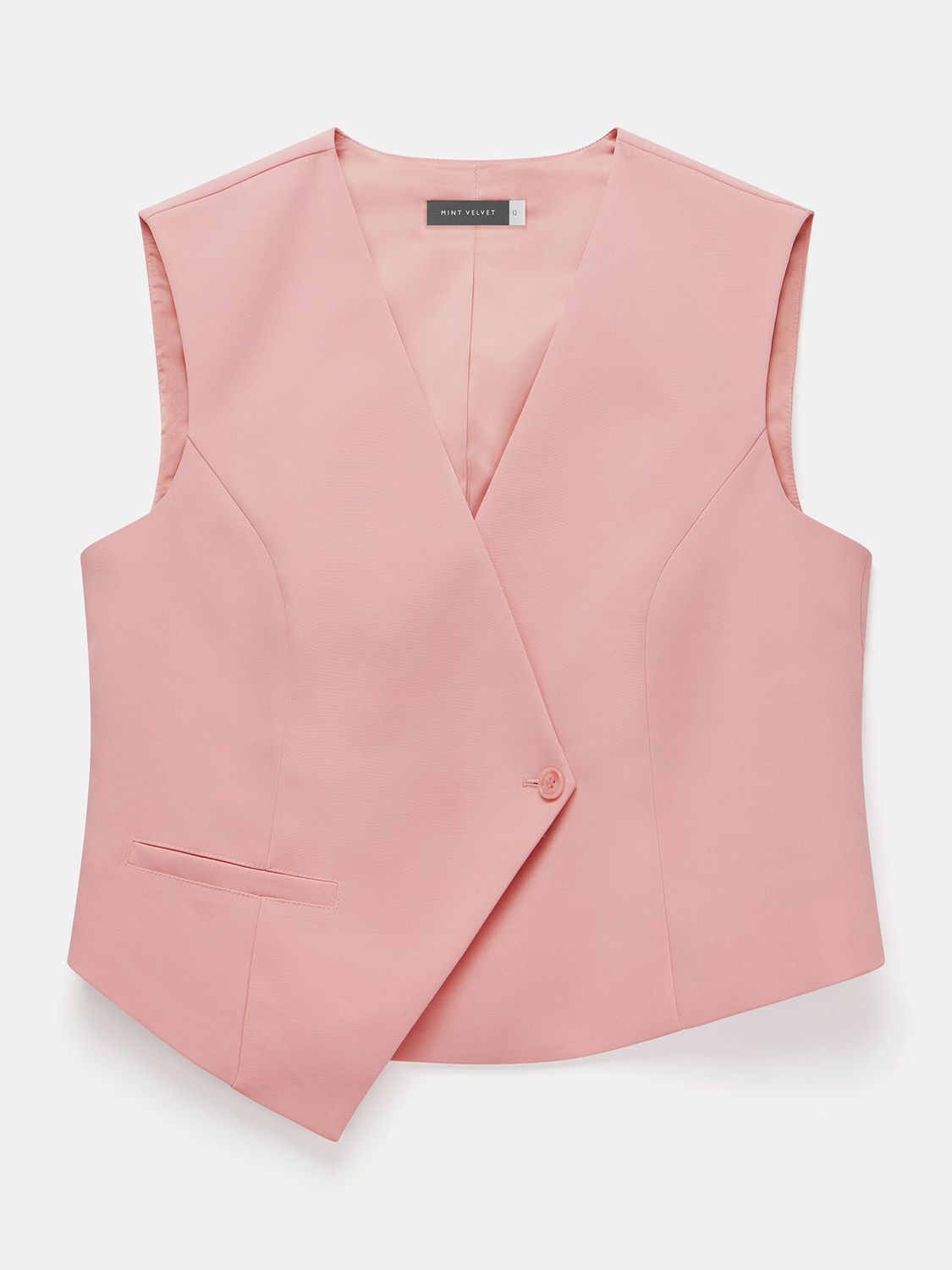 Mint Velvet Asymmetric Tailored Waistcoat, Pink, 16