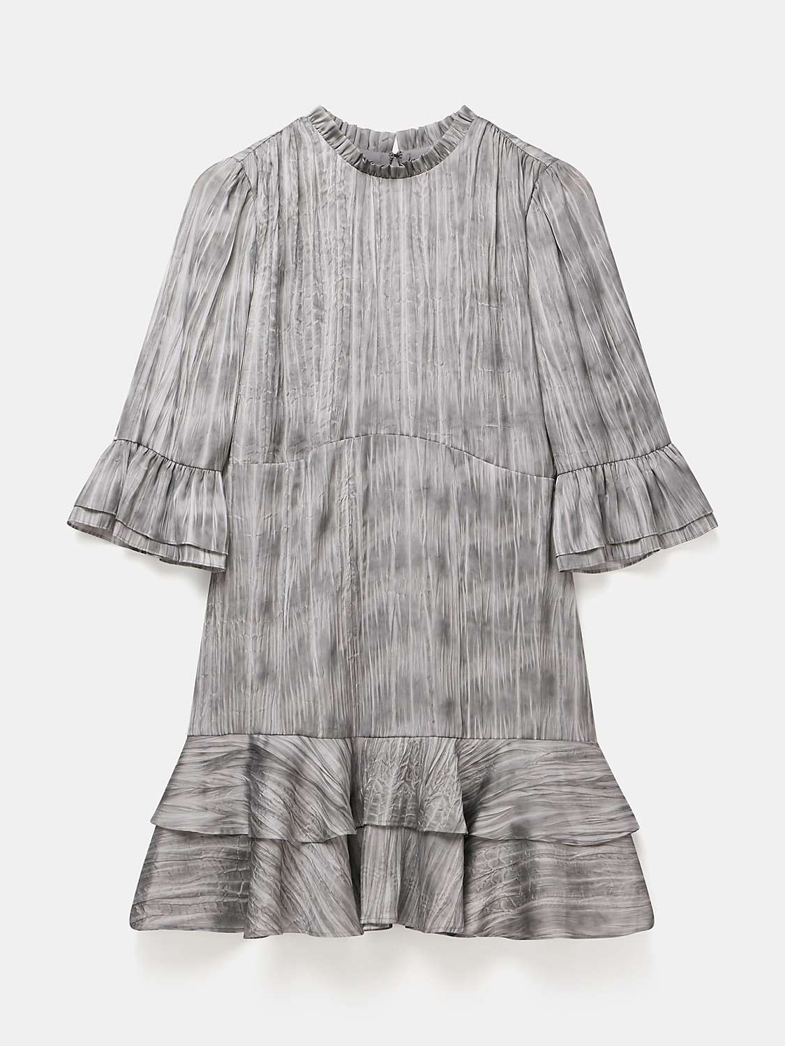 Buy Mint Velvet Ruffle Detail Crinkle Mini Dress, Grey Online at johnlewis.com