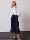 Mint Velvet Pleated Midi Skirt, Navy