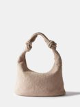 Mint Velvet Woven Knot Handle Shoulder Bag, Neutral