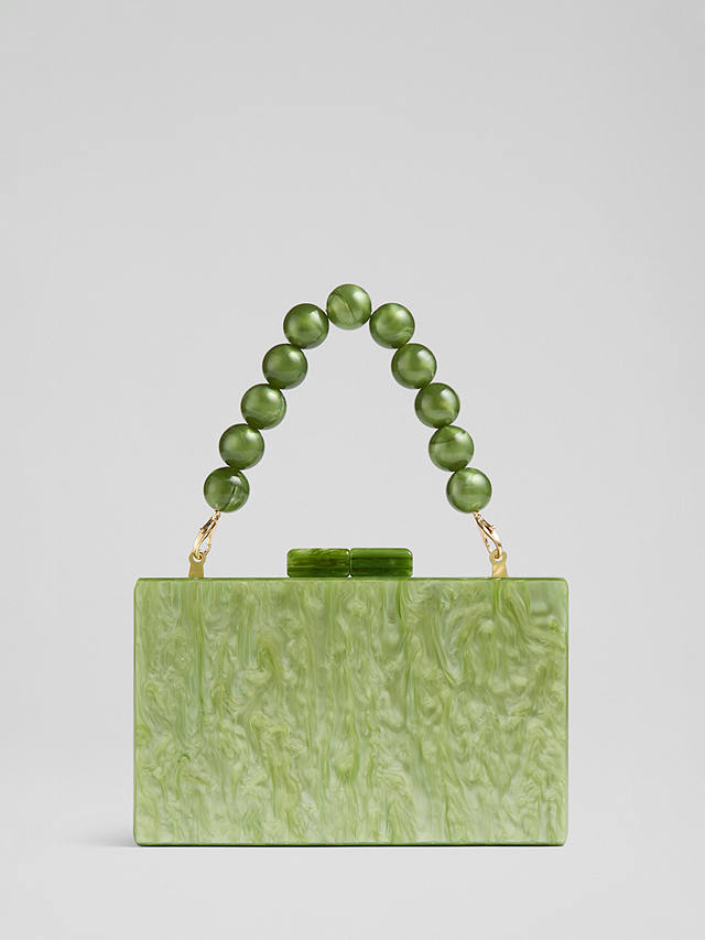 L.K.Bennett Maeve Marbled Box Clutch Bag, Green