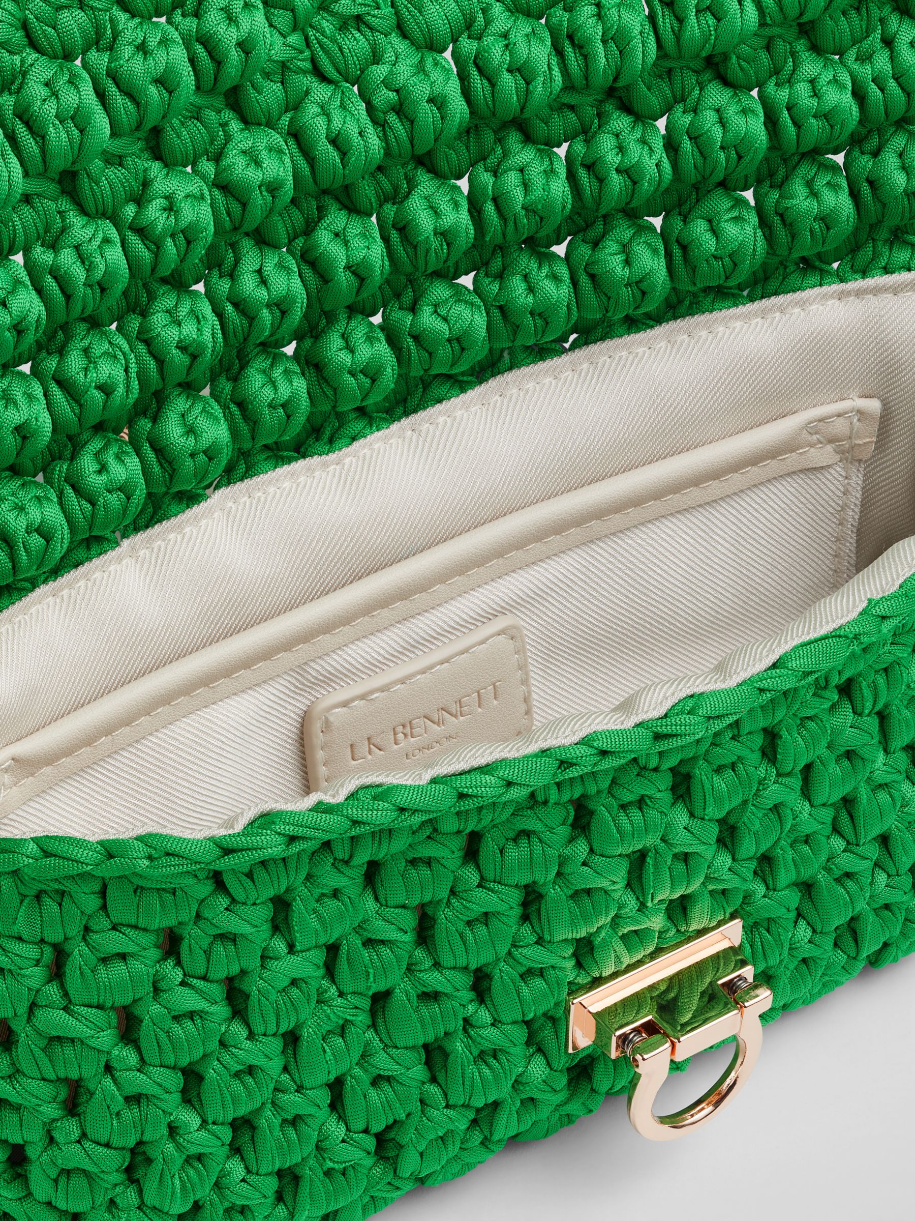 L.K.Bennett Essie Chunky Woven Envelope Clutch Bag, Green, One Size
