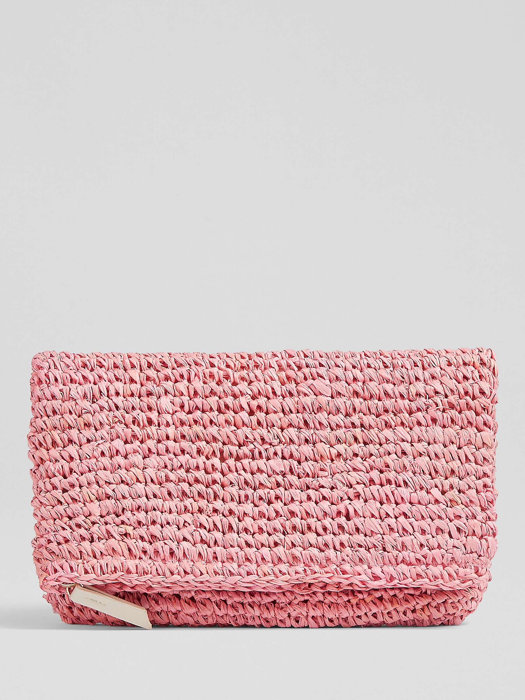 Buy L.K.Bennett Danilla Raffia Foldover Clutch Bag, Pink Online at johnlewis.com