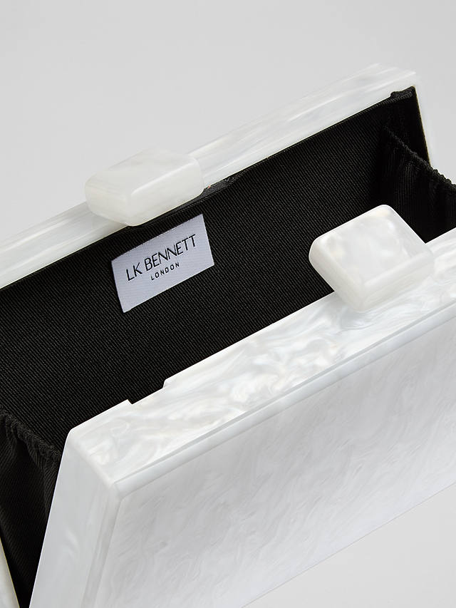 L.K.Bennett Maeve Marbled Box Clutch Bag, Cream